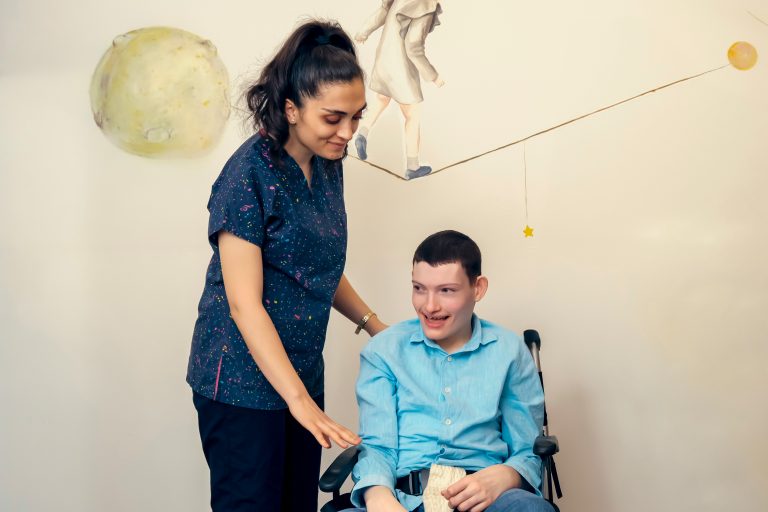 Support with children on wheelchair